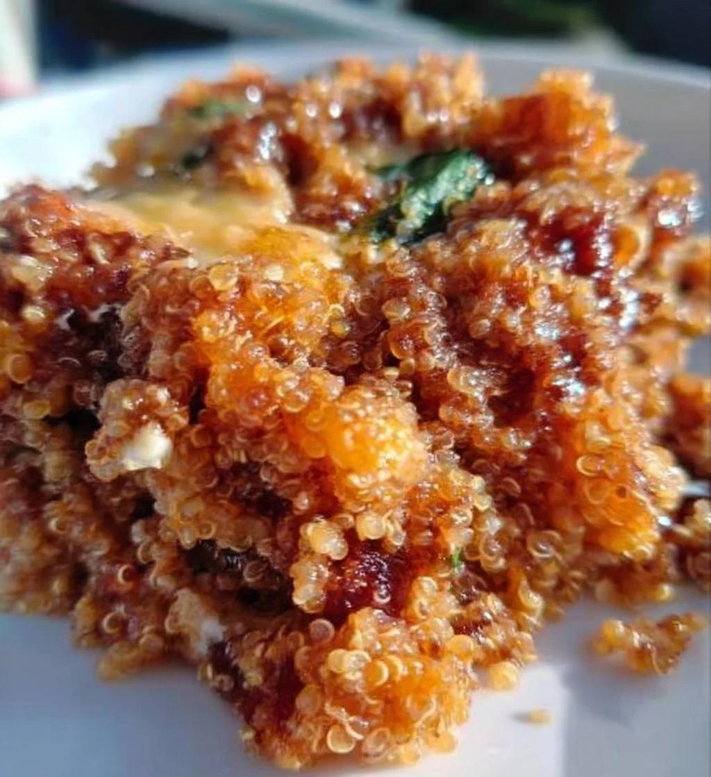 Healthy quinoa casserole with vegetables and cheese baked to perfection