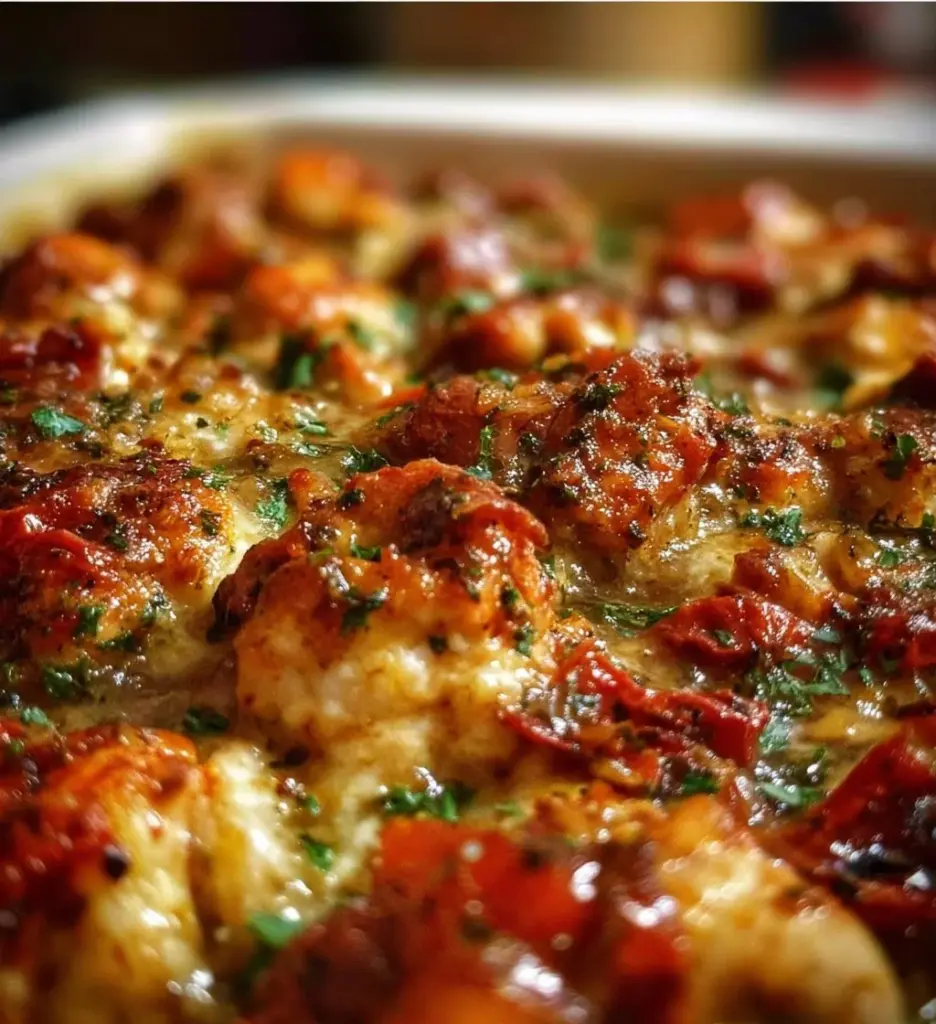 High protein chicken bake dish ready to serve