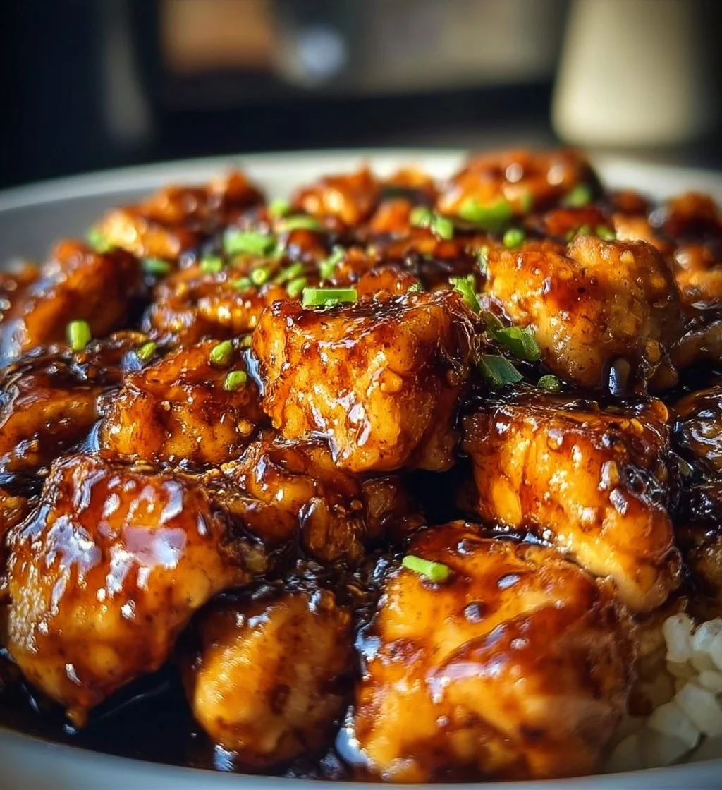 Plate of honey BBQ chicken garnished with herbs, served with sides