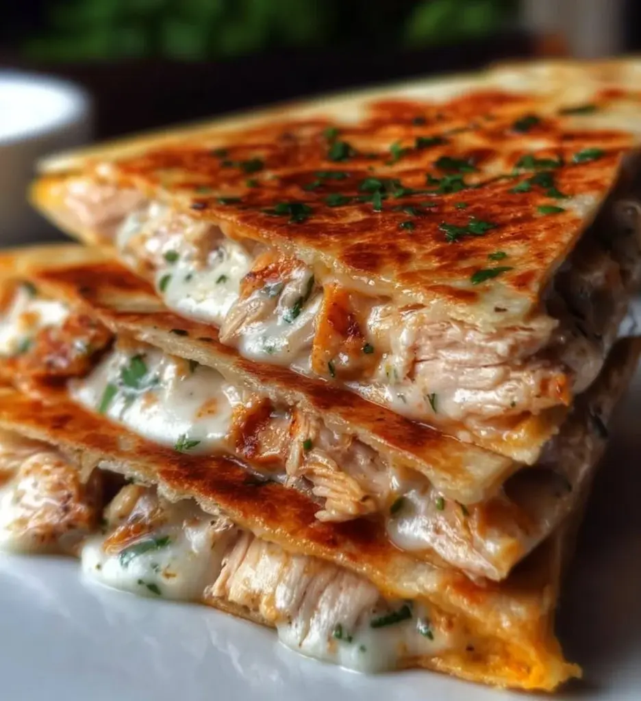 Delicious Keto Chicken Quesadilla with melted cheese and chicken on a plate