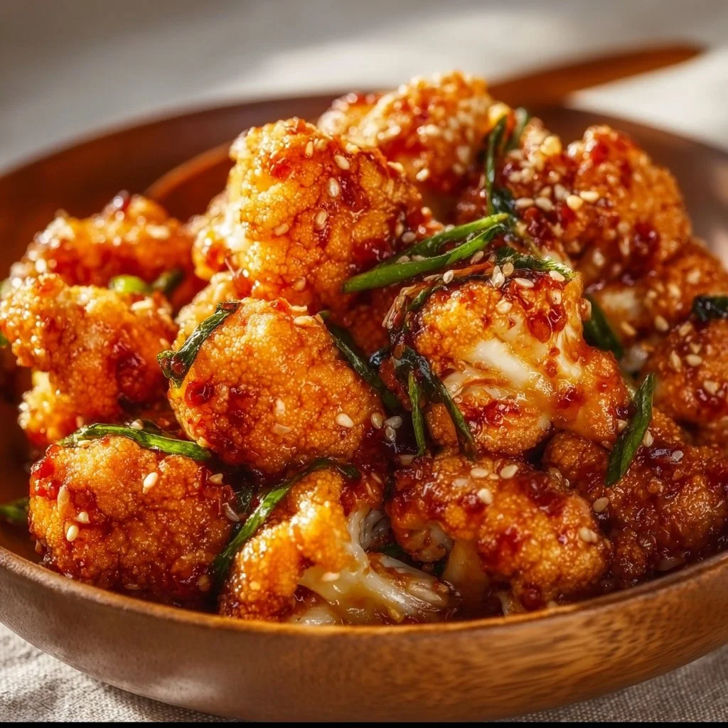 Delicious Korean Baked Cauliflower seasoned with traditional spices