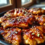 Delicious Korean chicken breasts served with vegetables