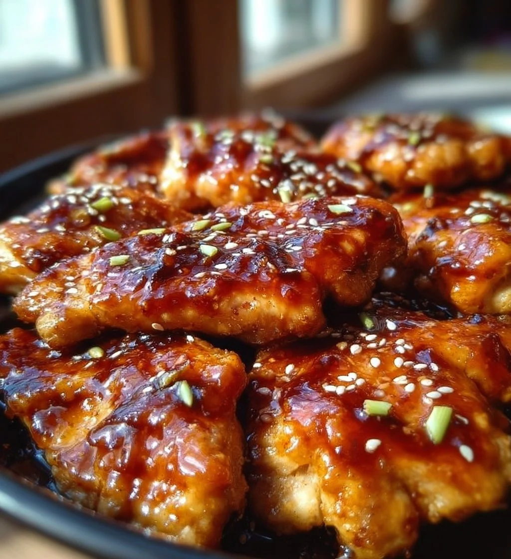 Delicious Korean chicken breasts served with vegetables