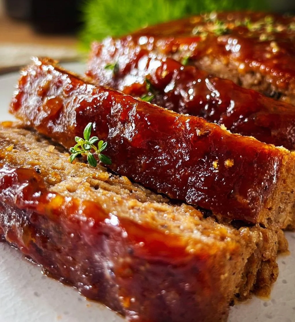 Delicious Lipton onion soup meatloaf cooked and sliced on a plate