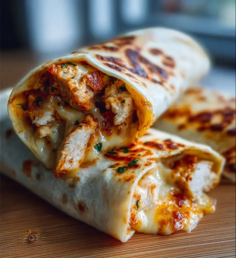 Delicious low carb cheesy garlic chicken wraps on a plate