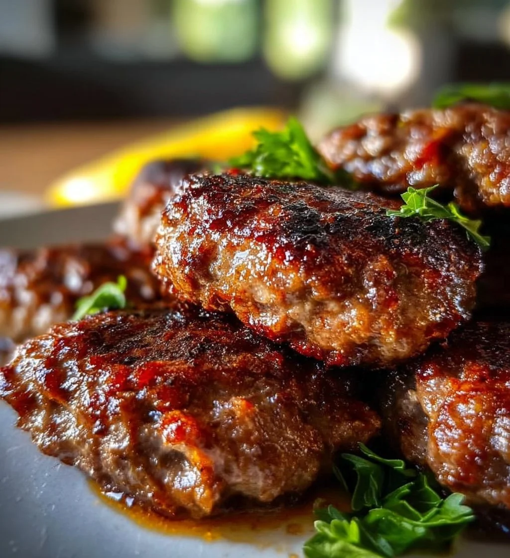 Delicious Lebanese Kafta served on a platter with fresh herbs and spices