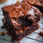 Nigella's Emergency Brownies ready to serve, rich chocolate dessert.