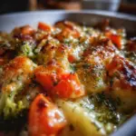 Rich creamy winter vegetable bake with seasonal vegetables in a creamy sauce