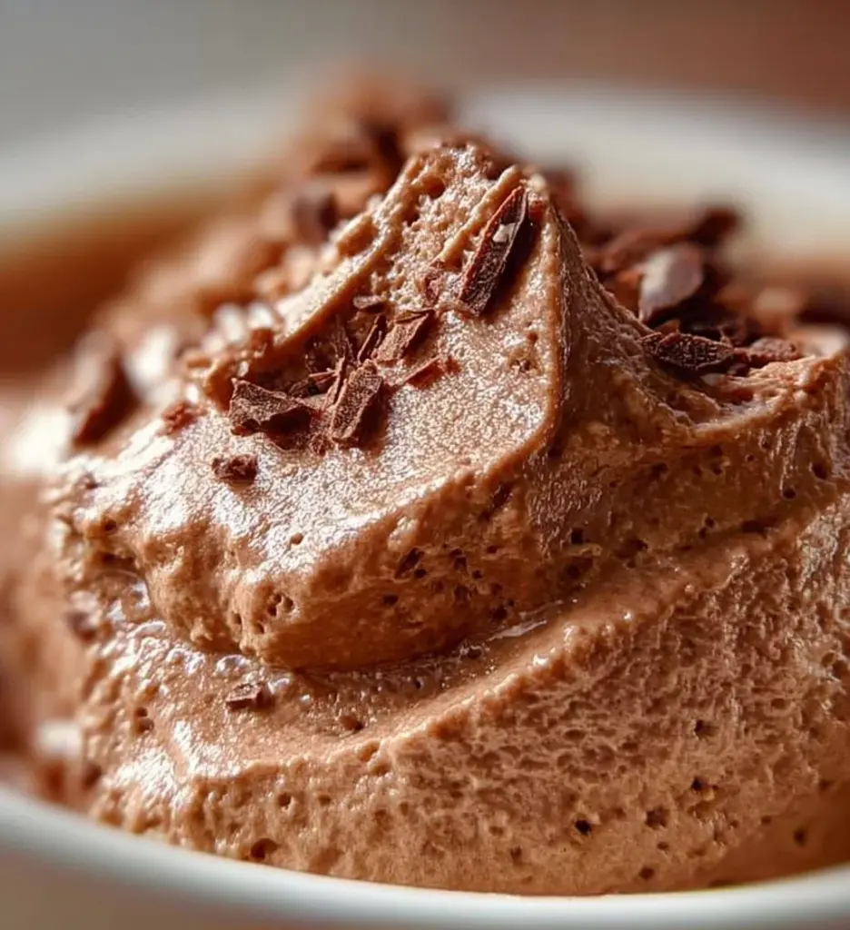Delicious cottage cheese chocolate mousse served in a bowl