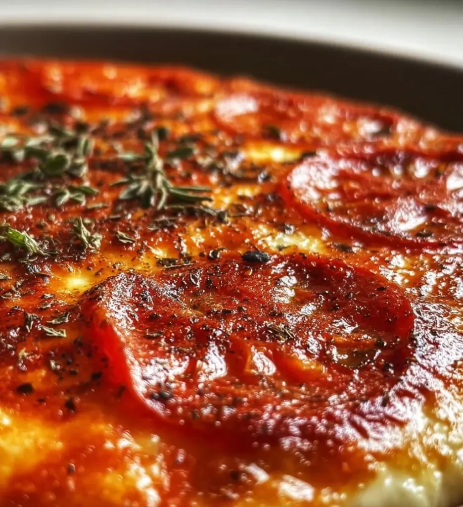 Simple Cottage Cheese Pizza Bowl topped with fresh ingredients and herbs