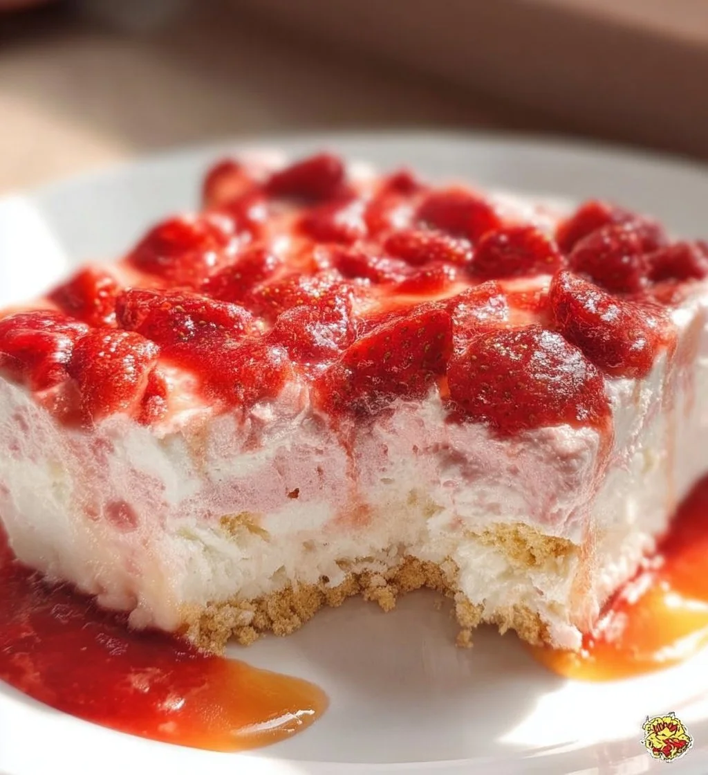 Strawberry Shortcake Ice Cream Cake garnished with fresh strawberries