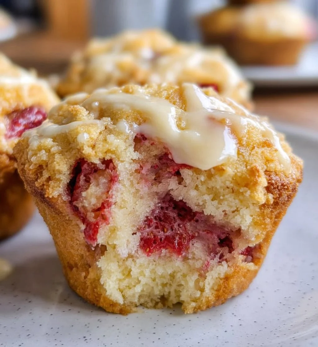 Freshly baked strawberry white chocolate muffins on a cooling rack