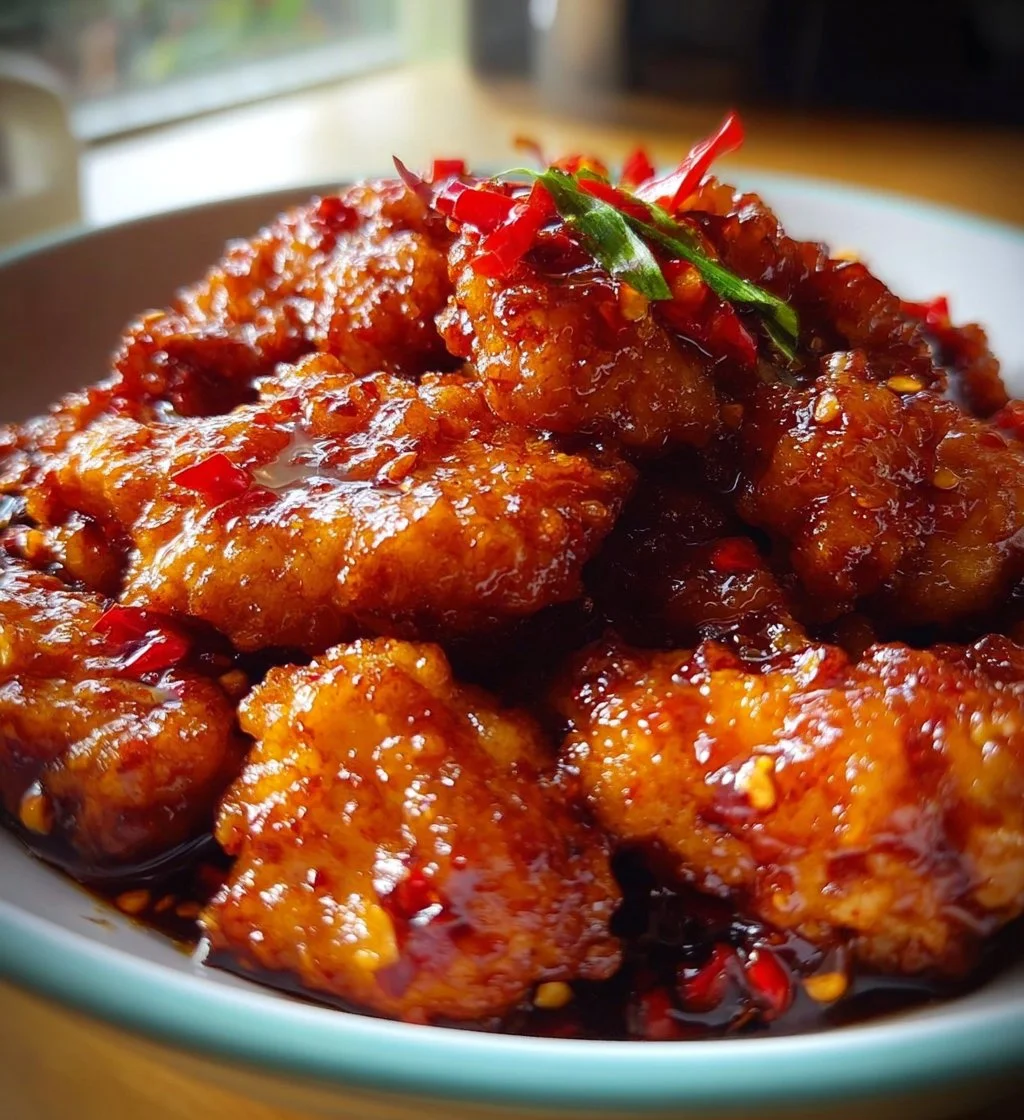 Delicious Thai Sweet Chili Chicken served with fresh vegetables