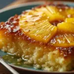 Deliciously baked pineapple dessert served on a plate