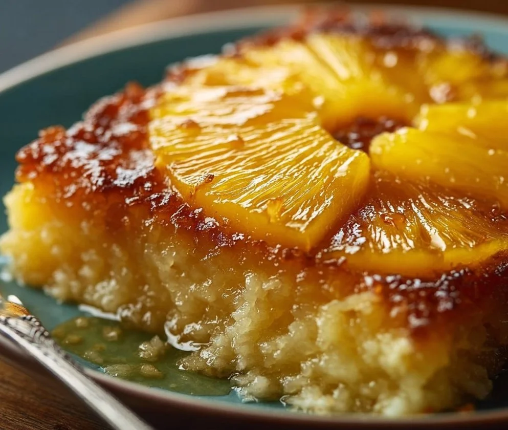 Deliciously baked pineapple dessert served on a plate