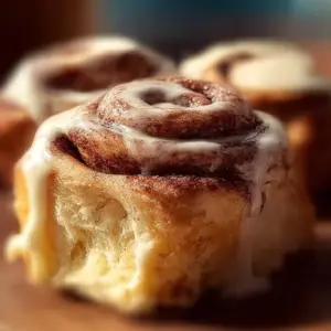 Three Milks Cinnamon Rolls topped with creamy icing