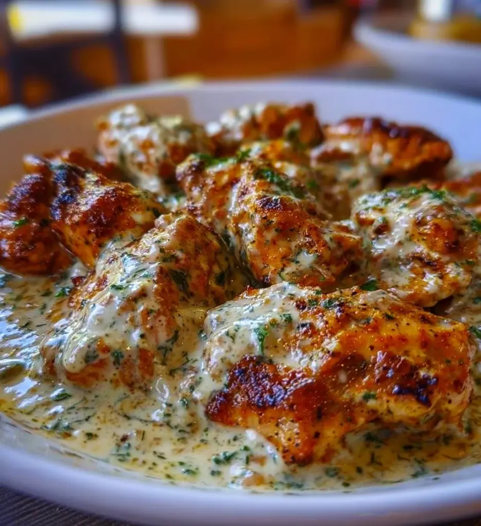 Delicious Turkish Chicken served with a creamy white sauce.