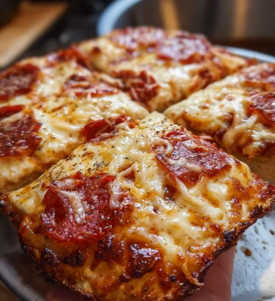 Viral cottage cheese flatbread pizza topped with fresh vegetables and herbs.
