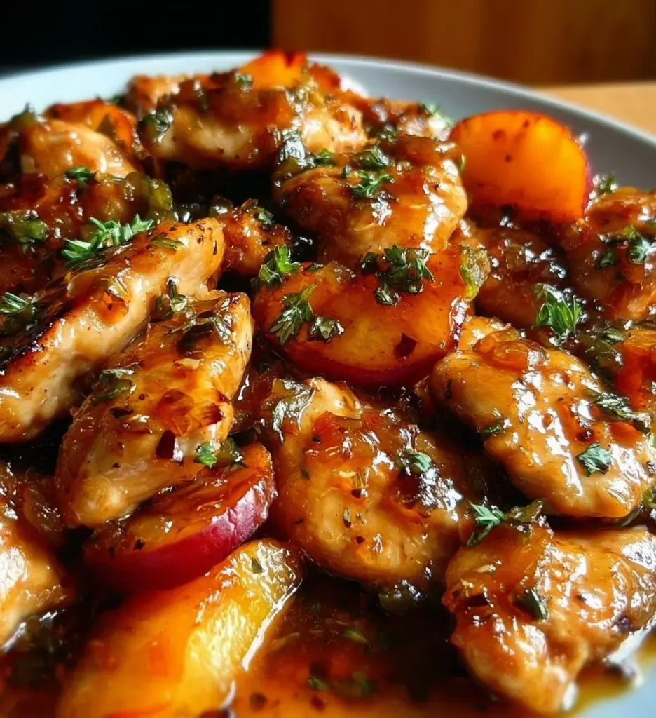 Zesty Jalapeno Peach Chicken served with fresh ingredients