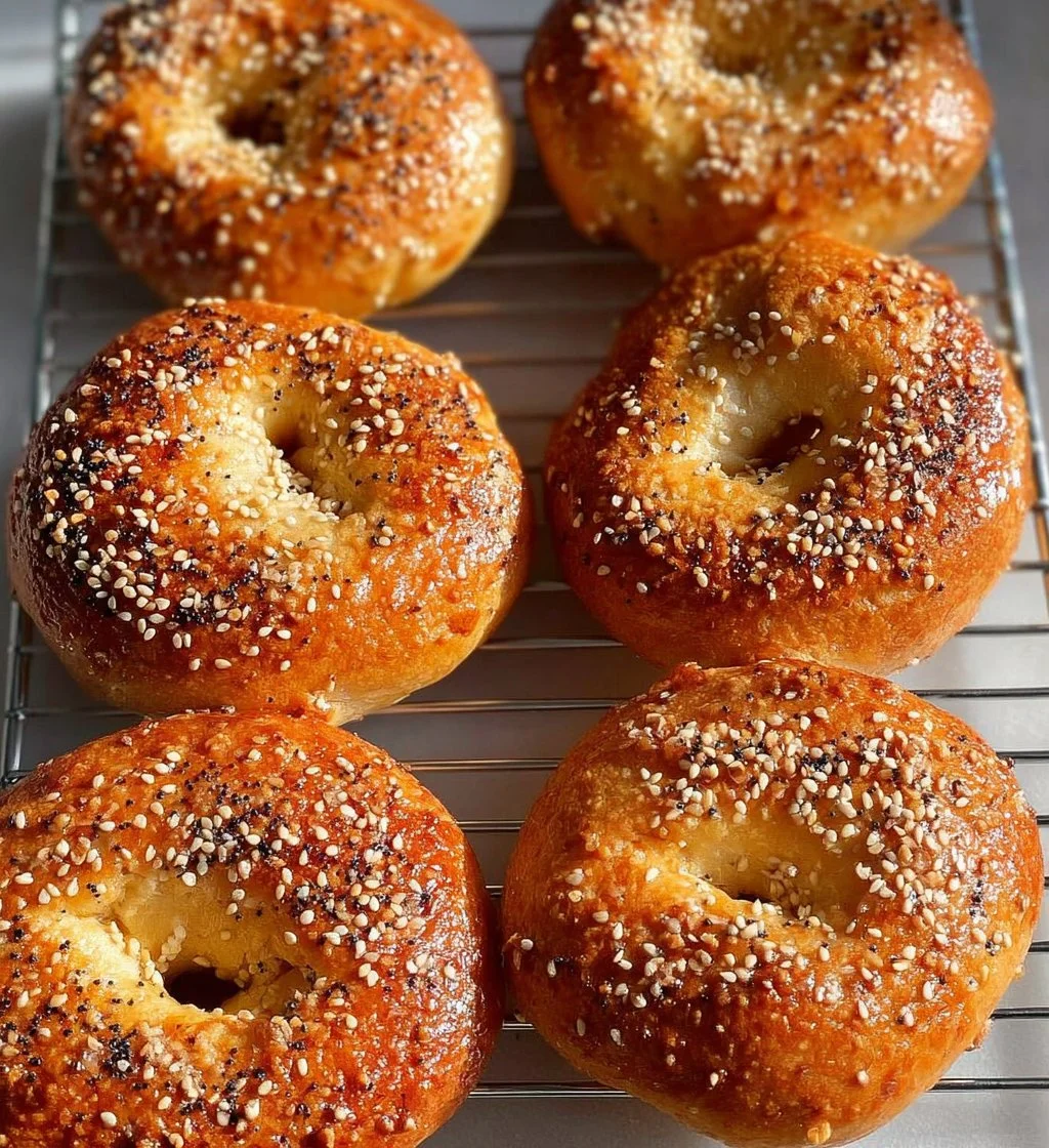 Homemade 2 ingredient bagels ready to be served on a plate.
