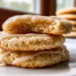 Almond sugar cookies with almond buttercream frosting on a plate