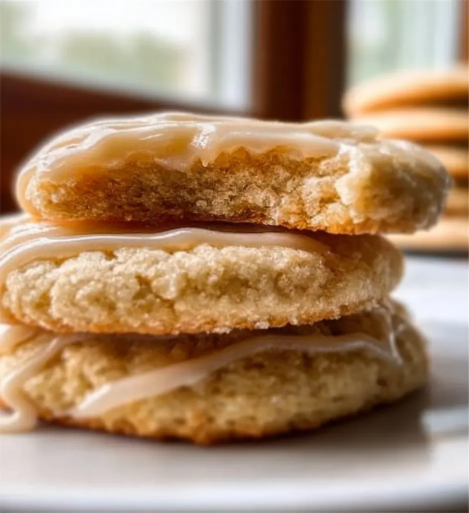 Almond sugar cookies with almond buttercream frosting on a plate