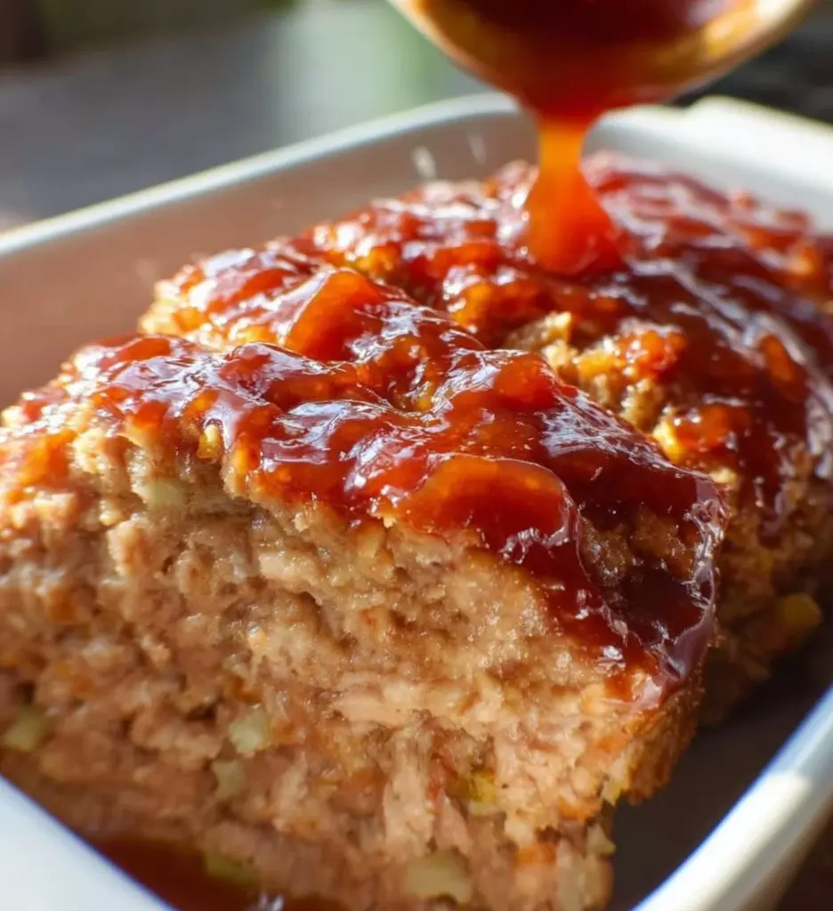Asian Style Chicken Meatloaf served with vegetables on a plate