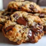 Plate of freshly baked oatmeal chocolate chip cookies