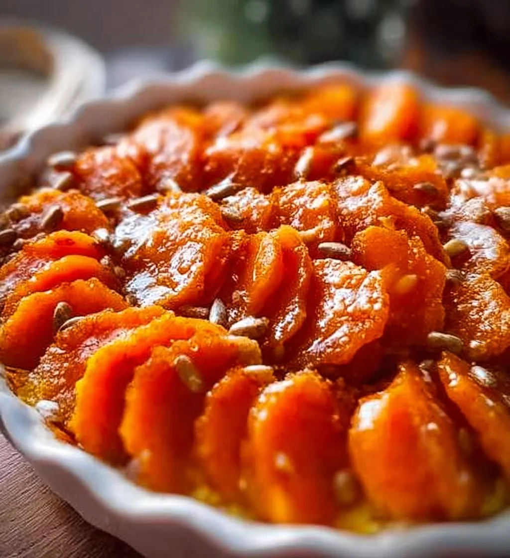 Creamy scalloped sweet potatoes baked with layers of flavor and cheese.