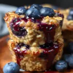 Blueberry Banana Baked Oatmeal Cups served on a plate