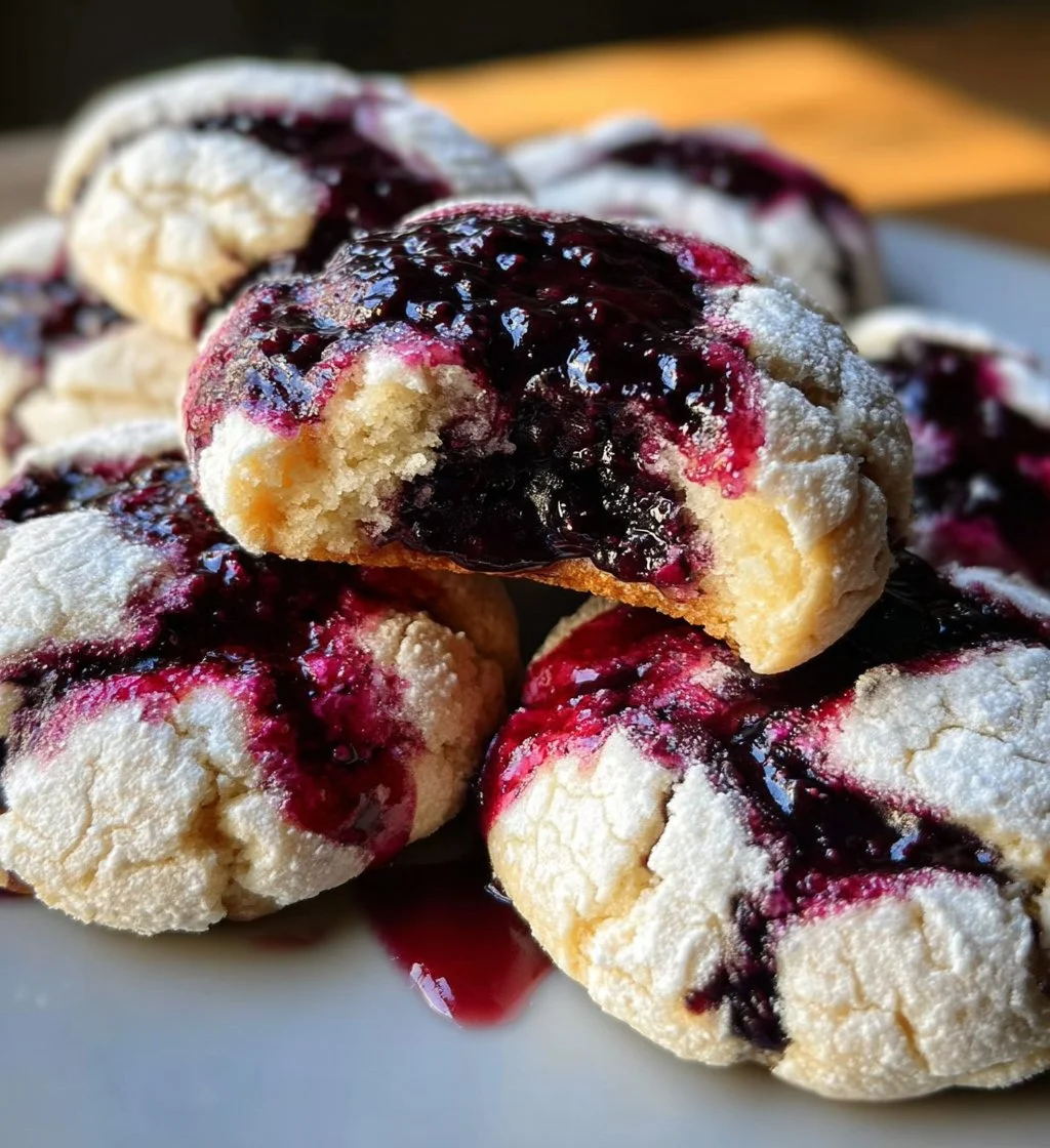 Delicious Blueberry Lemon Crinkle Cookies with a powdered sugar coating