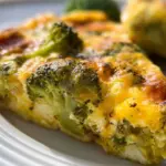 Delicious broccoli frittata served on a plate with herbs and cheese