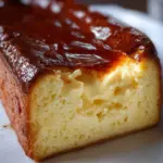 Delicious burnt Basque cheesecake served in a loaf pan.