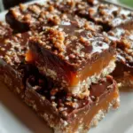 Delicious Caramel Chocolate Crunch Bars with rich chocolate and crispy texture