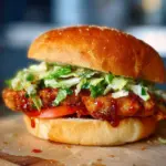 Delicious Chicken Caesar Sandwich with romaine and creamy dressing on toasted bread