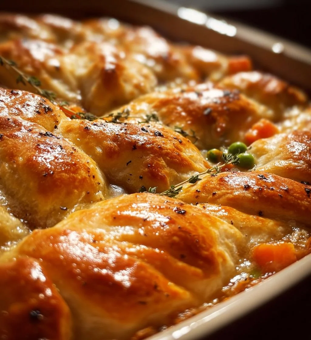 Delicious homemade Chicken Pot Pie with golden crust and savory filling