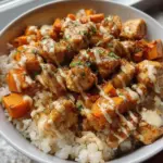 Delicious Chicken & Sweet Potato Rice Bowl packed with flavors and nutrients