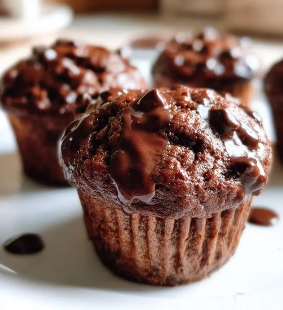 Delicious chocolate cottage cheese protein muffins baked to perfection