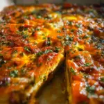 Delicious Chorizo and Potato Egg Casserole topped with fresh herbs