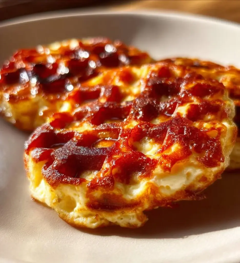 Plate of cottage cheese chaffles served with toppings