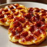 Cottage Cheese Chaffles served on a plate with toppings