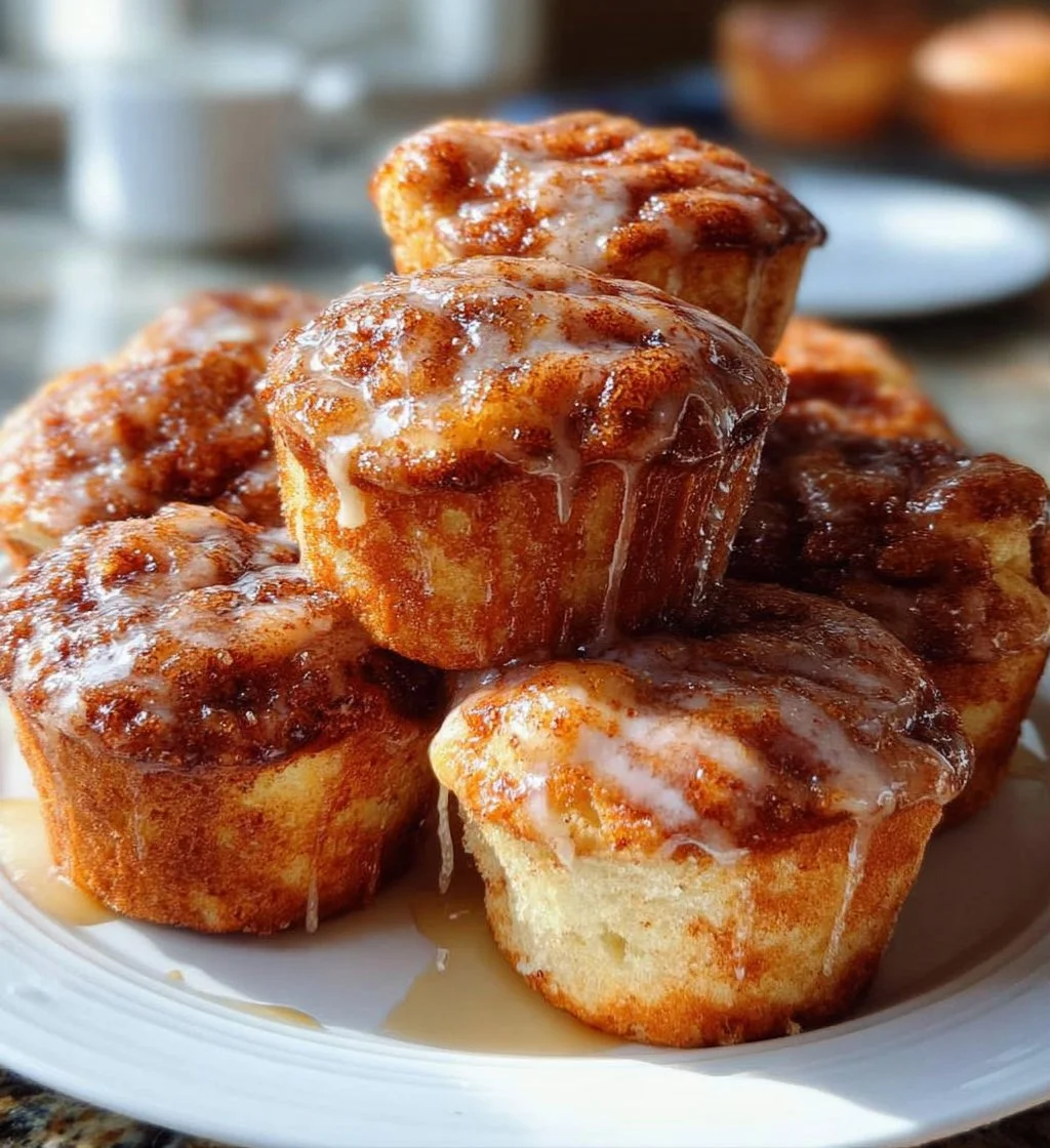 Delicious Cottage Cheese Cinnamon Roll Muffins on a plate