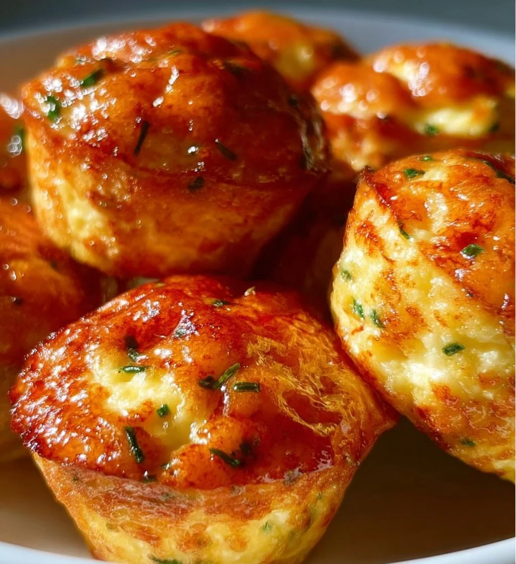 Healthy cottage cheese egg bites served on a plate with herbs