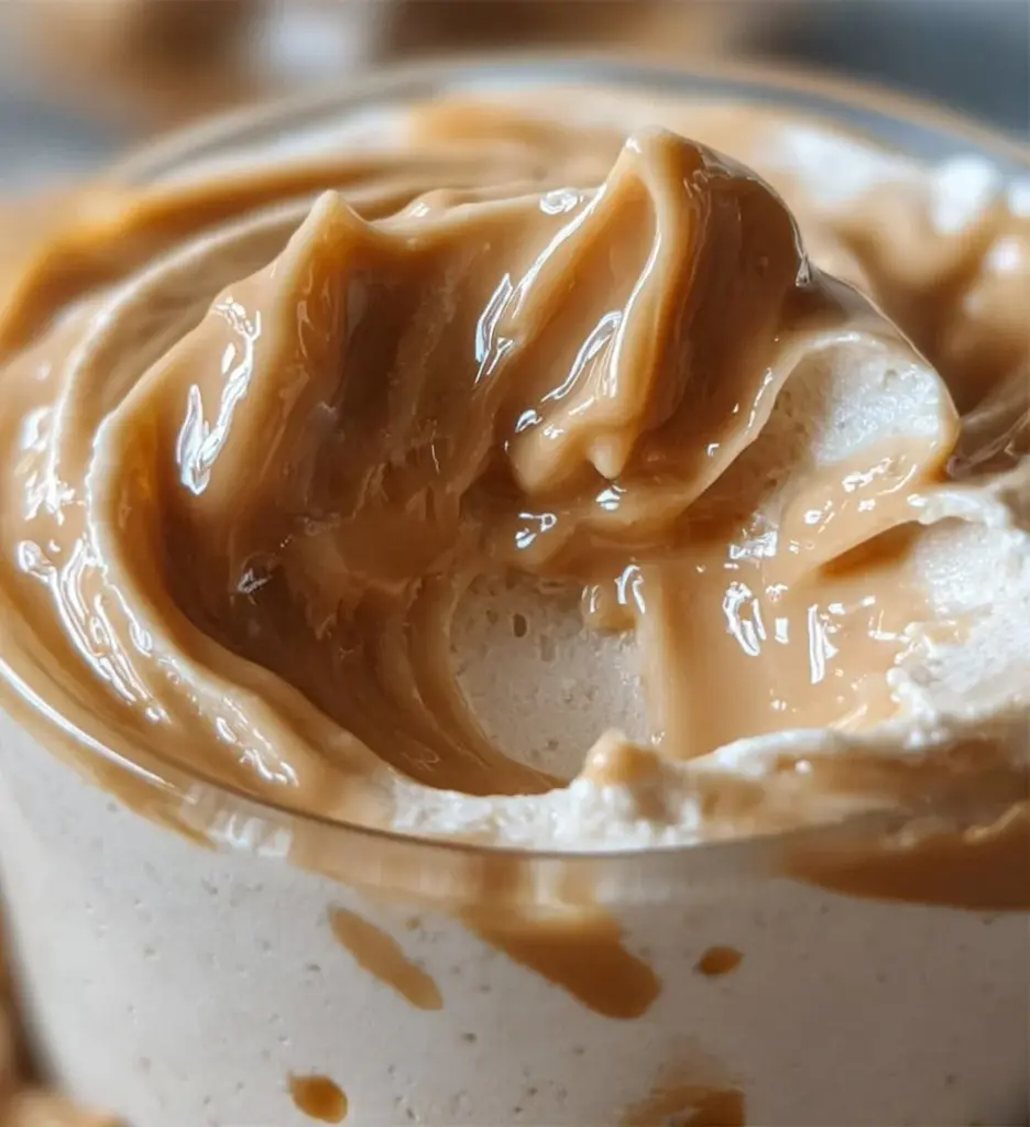 Delicious Cottage Cheese Mousse with Peanut Butter in a bowl