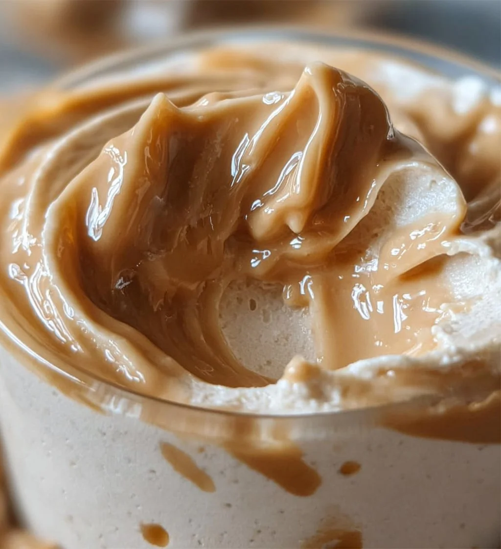 Delicious Cottage Cheese Mousse with Peanut Butter in a bowl