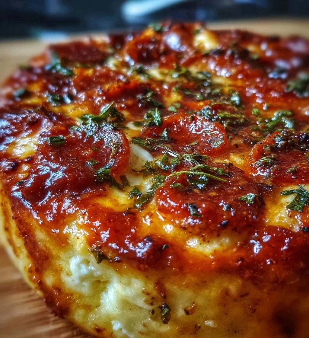 Cottage Cheese Pizza Bowl topped with fresh vegetables and herbs