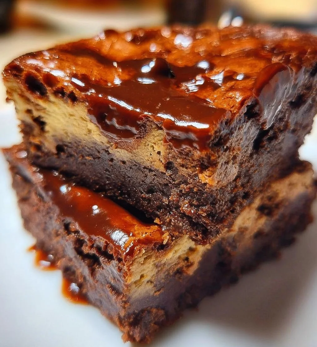 Plate of cottage cheese protein brownies with a chocolate drizzle