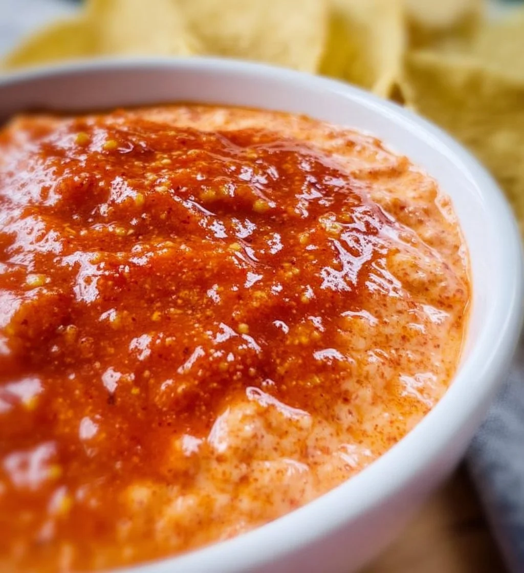 Creamy Cottage Cheese Taco Dip served with tortilla chips on a platter