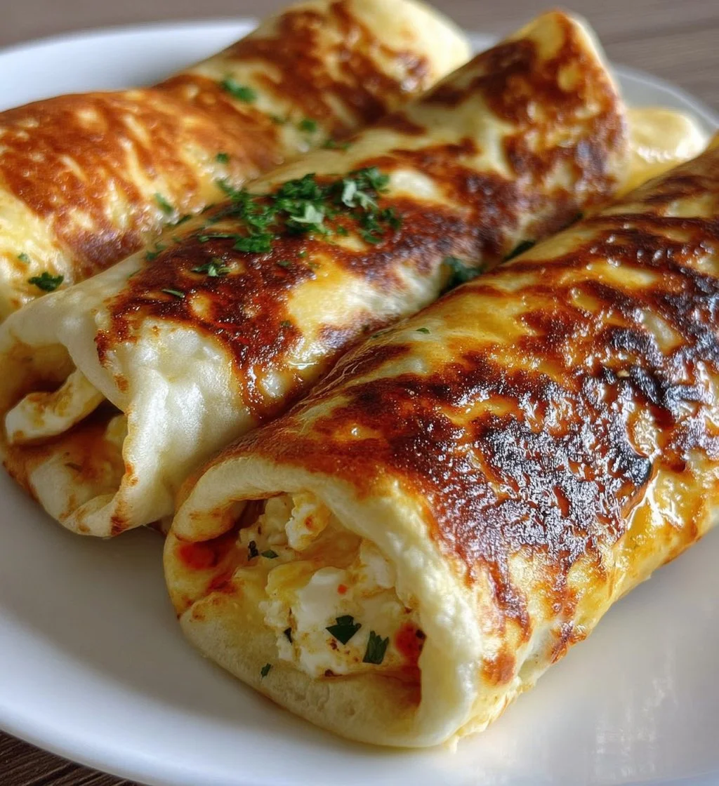 Healthy cottage cheese wraps filled with fresh vegetables and herbs