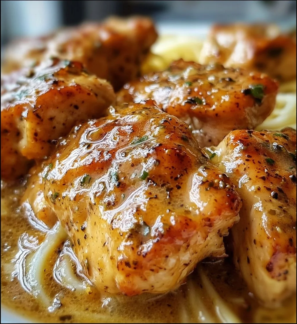 Delicious Crock Pot Angel Chicken served with vegetables and sauce.